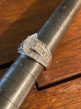 Sterling Silver Marquise Cubic Zirconia Bridal Ring Set